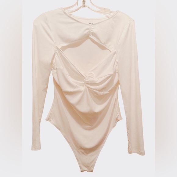 NWOT Women’s Long Sleeve Bodysuit White Size L - Picture 4 of 7
